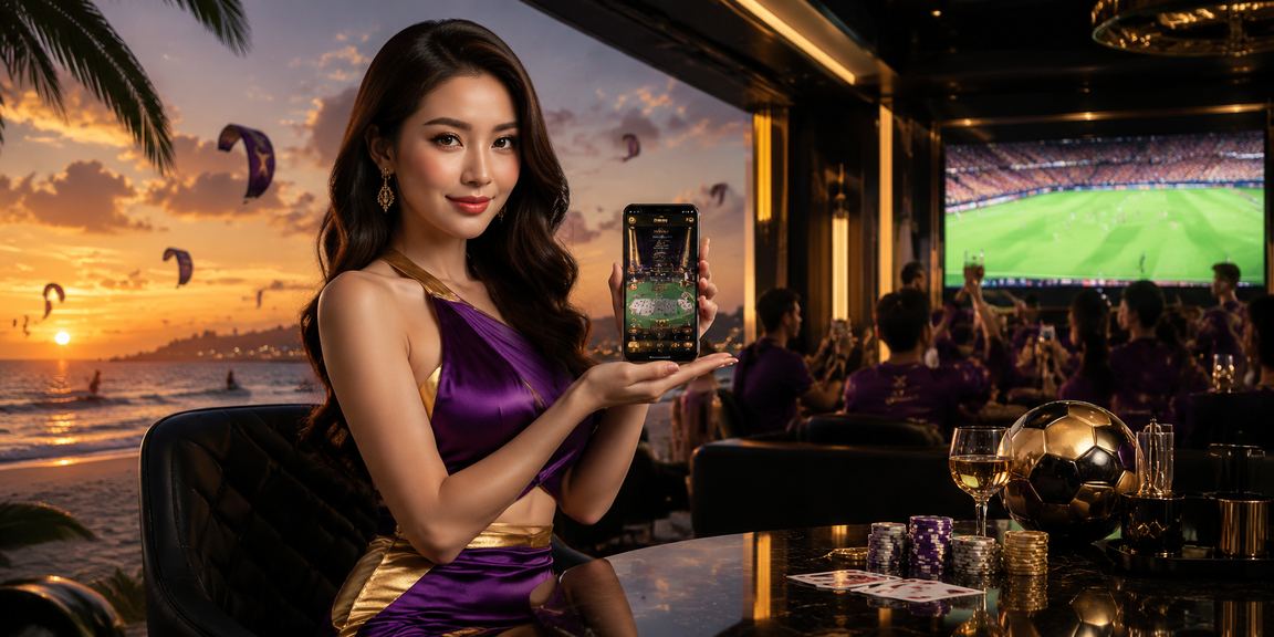 Người chơi tại Mũi Né thử các game bài và slots trên điện thoại bên bờ biển