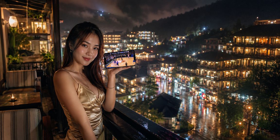 Người dùng tại Sapa xem kèo bóng rổ và đặt cược thể thao trên điện thoại